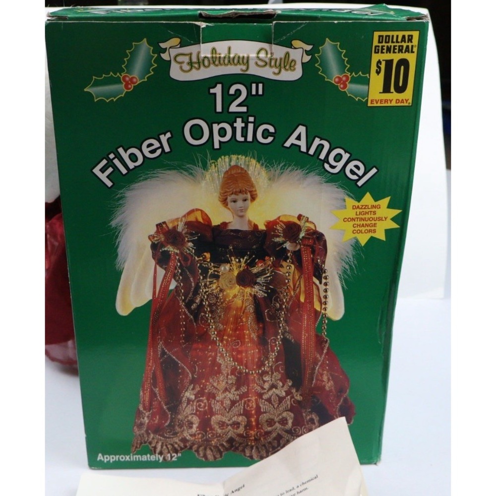 VTG Holiday Style Fiber Optic Color Changing 12" ANGEL Tree Topper *WORKS*